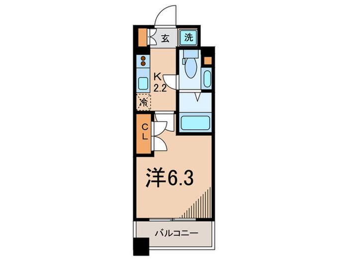 プラウドフラット三軒茶屋(1K/6階)の間取り写真