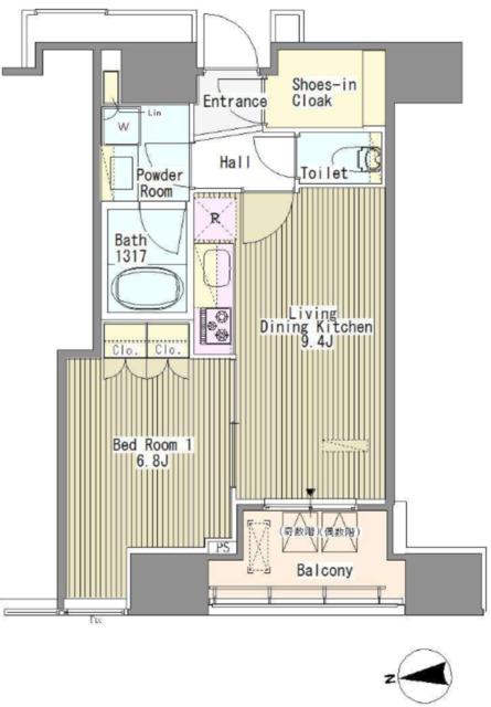 WHITE TOWER HAMAMATSUCYO(1LDK/16階)の間取り写真