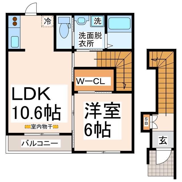 コンフォール四方池(1LDK/2階)の間取り写真
