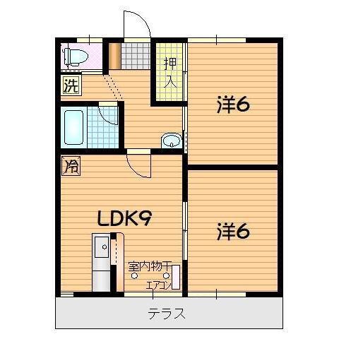 コーポフジサワⅡ(2LDK/1階)の間取り写真