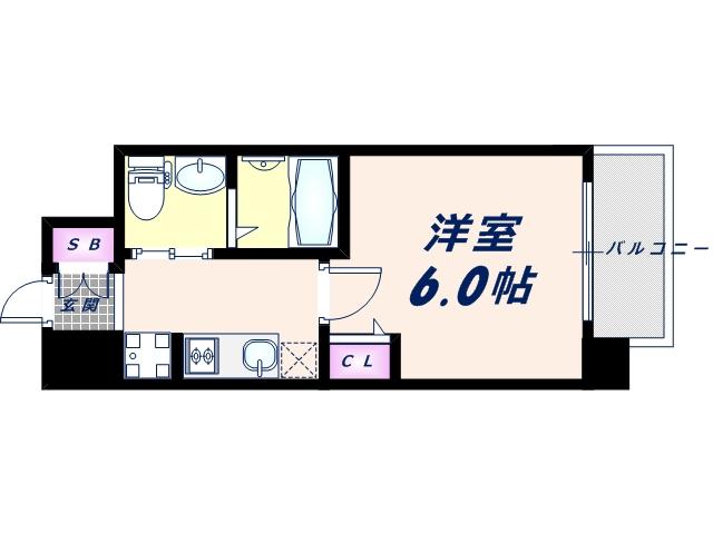 ラクラス阿倍野元町(1K/1階)の間取り写真