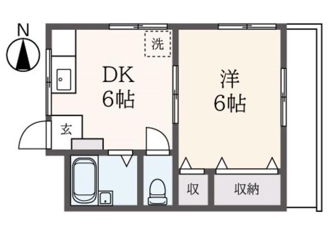 エスペランサ(1DK/1階)の間取り写真