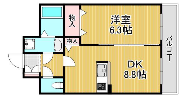 リヴェール楠根(1LDK/4階)の間取り写真