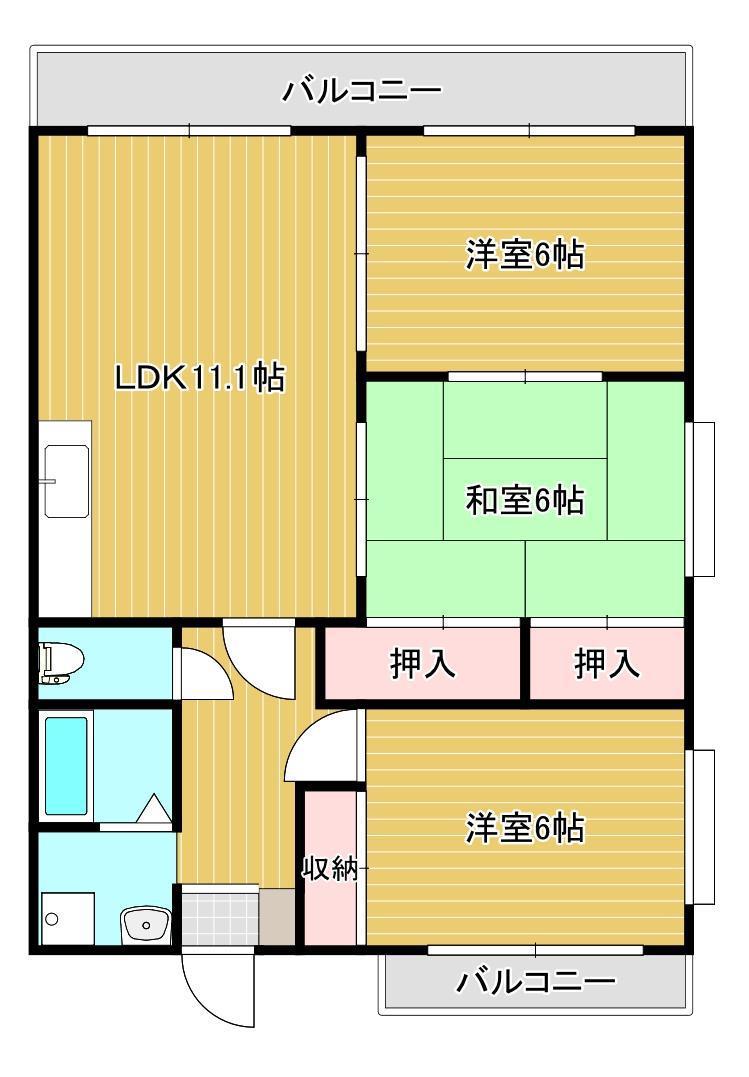 リーベ・りんどう(3LDK/3階)の間取り写真