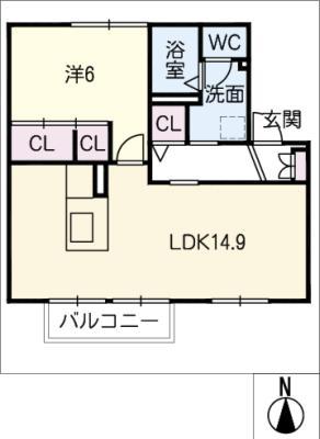 グリーンピア21(1LDK/1階)の間取り写真