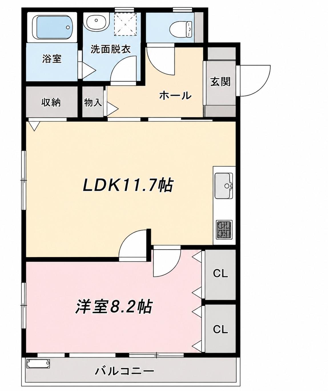 メゾン岩押(1LDK/2階)の間取り写真