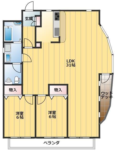 Mスタジアム(2LDK/6階)の間取り写真