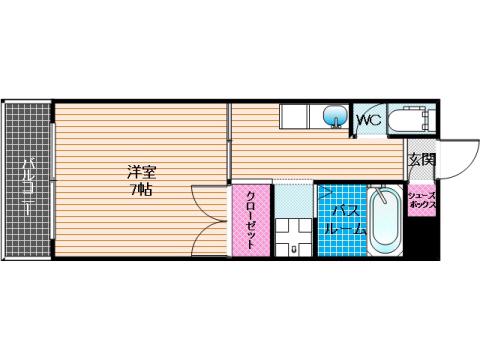 ケンズマンション井尻(1K/2階)の間取り写真