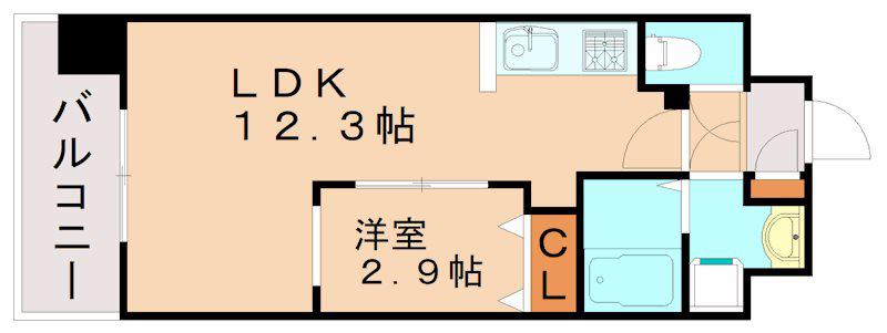 リュシオールレジデンス(1LDK/4階)の間取り写真