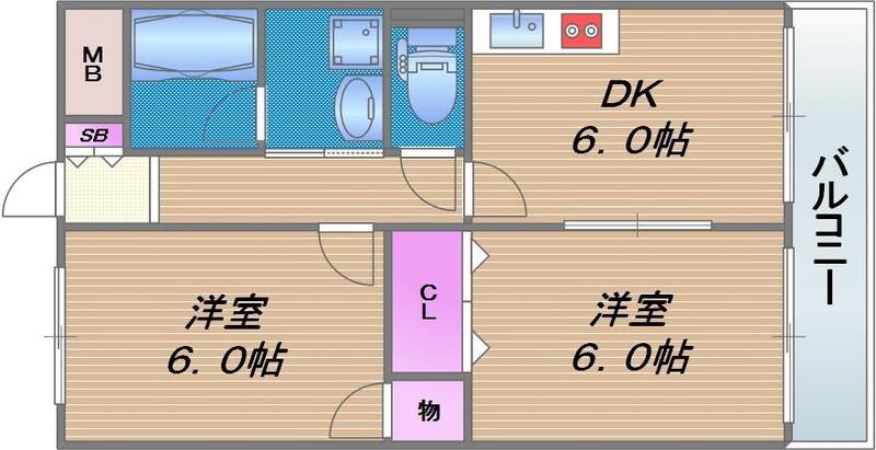 メゾン菊水(2DK/7階)の間取り写真