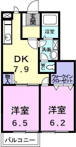 シャルマン雅B(2DK/1階)の間取り写真