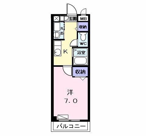 フィオーレ(1K/2階)の間取り写真