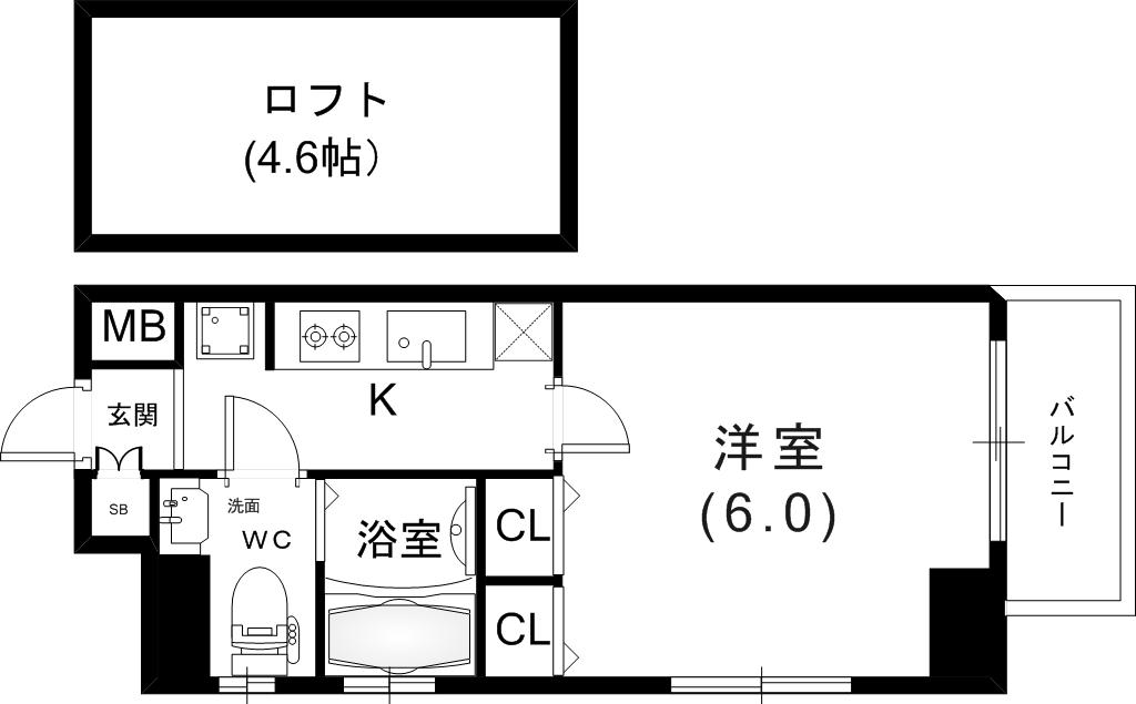 エステムコート神戸県庁前IV GRANDIO(1K/5階)の間取り写真