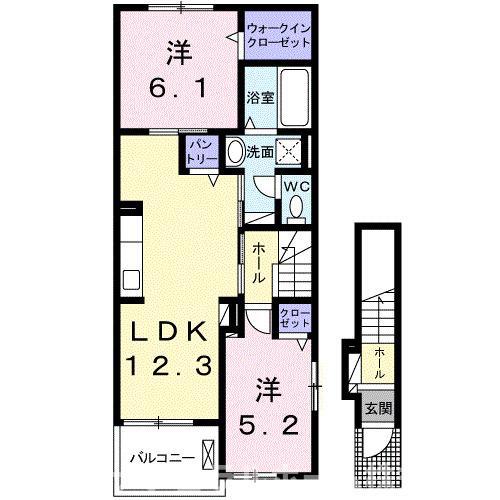 ハイバリースクエア田原(2LDK/2階)の間取り写真