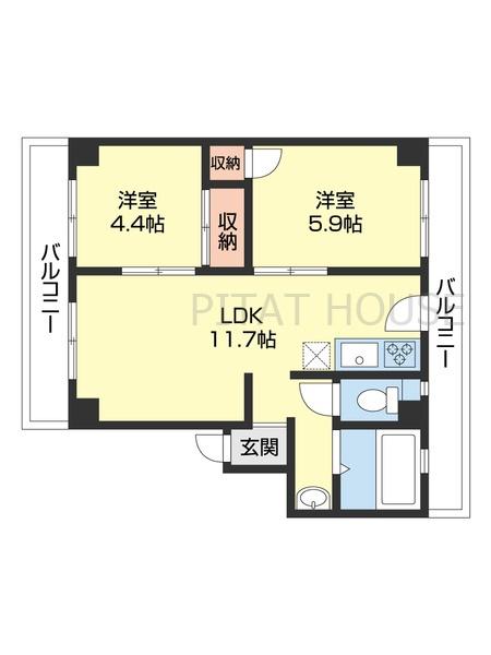 ネクサス和歌浦(2LDK/4階)の間取り写真