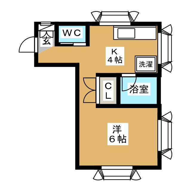 パラゼット下高井戸(ワンルーム/1階)の間取り写真