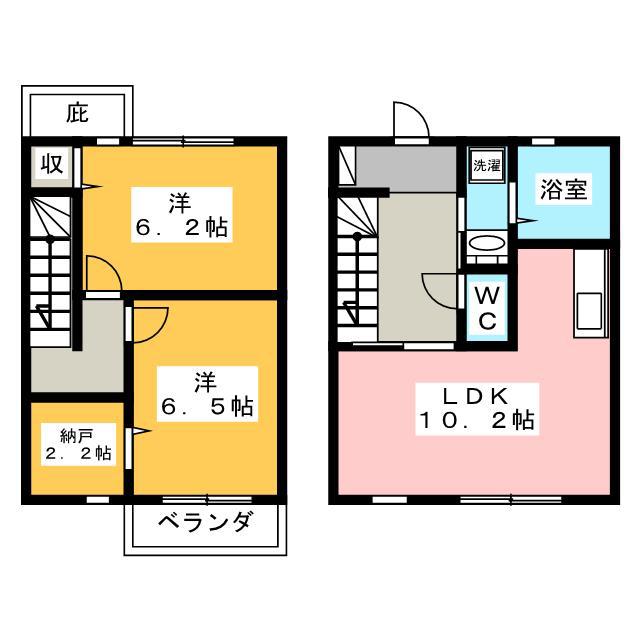 ガルデンウエスト棟(2SLDK/2階)の間取り写真