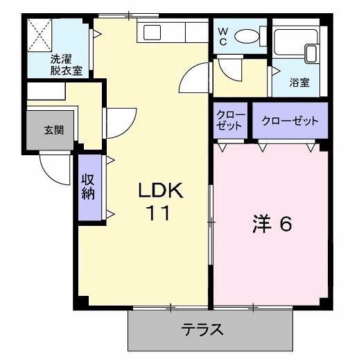 メロディハイツ(1LDK/1階)の間取り写真