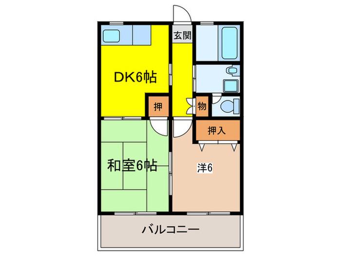 パークサイド(2DK/2階)の間取り写真