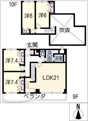 ブロア白鳥庭園(4LDK/10階)の間取り写真