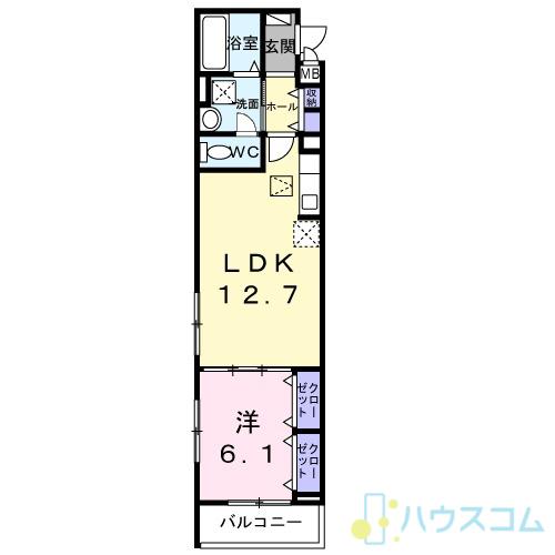 ジーアンビエンス(1LDK/2階)の間取り写真
