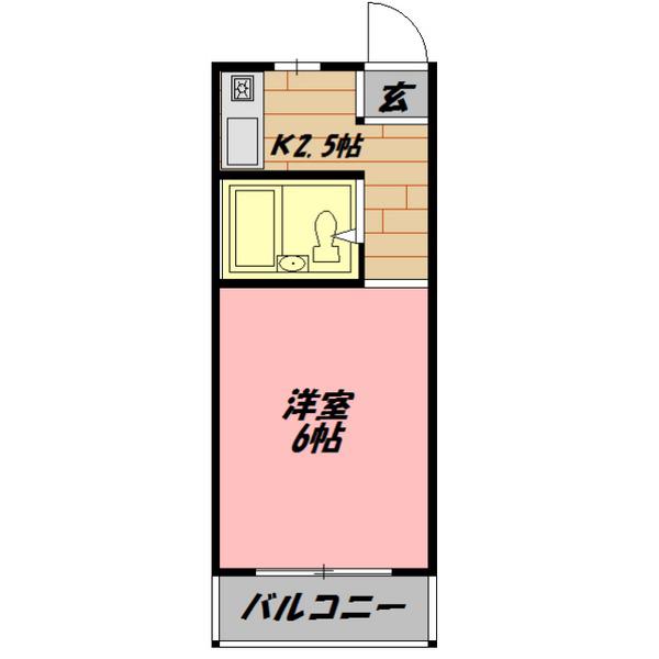 ロイヤルオーディン藤田町(1K/1階)の間取り写真
