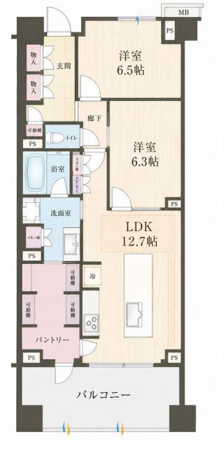 ブランズ中央林間(2LDK/6階)の間取り写真