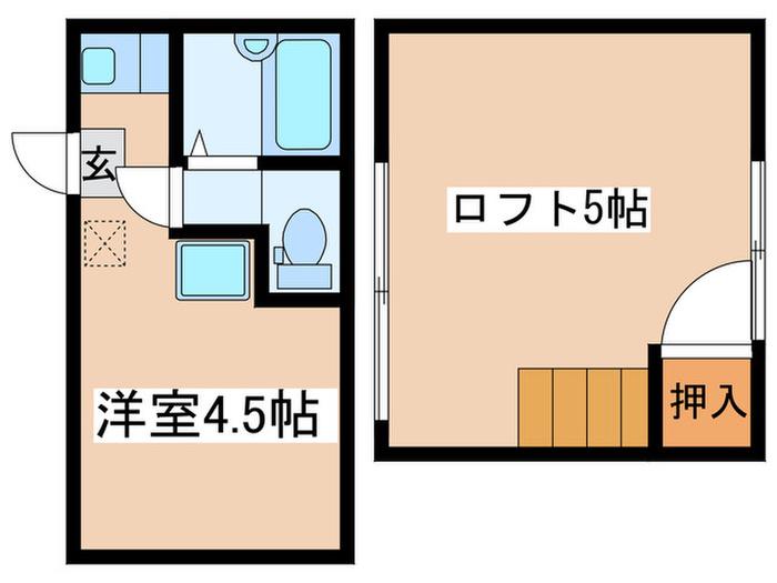ノエルガーデン(ワンルーム/2階)の間取り写真