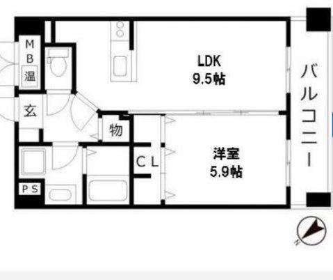 モン・ルポ博多駅東(1LDK/5階)の間取り写真