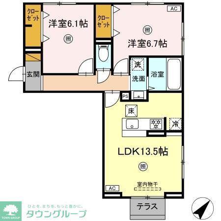 コンフォール古市場 ANNEX(2LDK/1階)の間取り写真