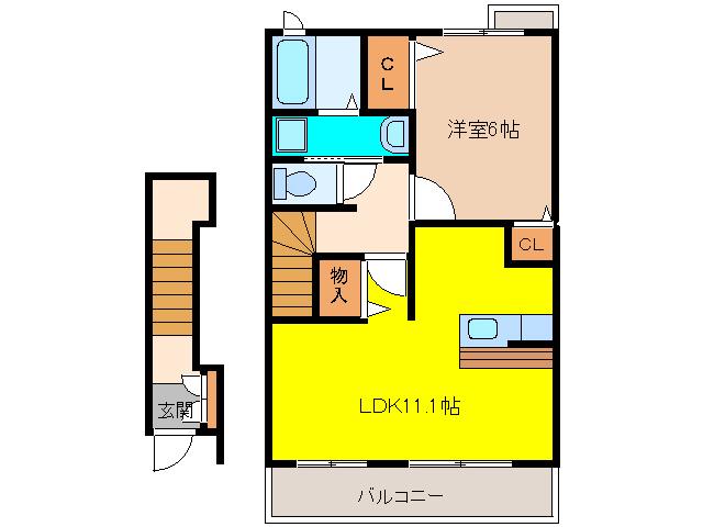 チェリー8(1LDK/2階)の間取り写真
