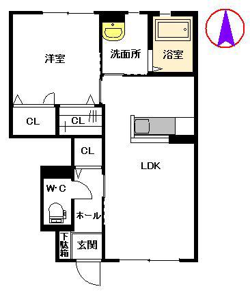 フェリーチェ (1LDK/1階)の間取り写真