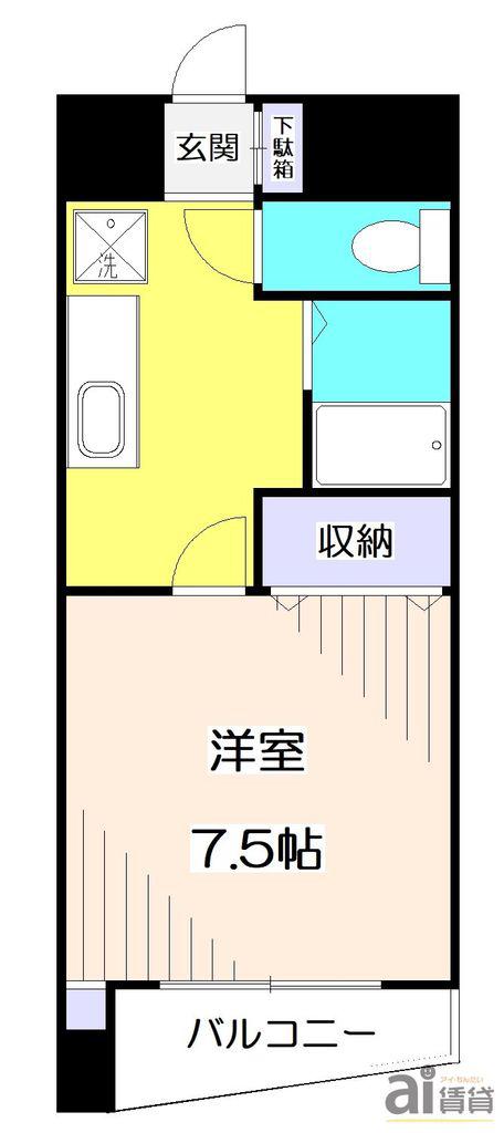 クレセント高橋(1K/4階)の間取り写真