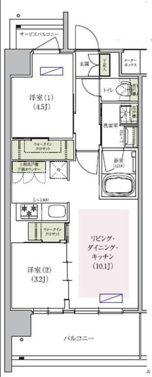 アーバネックス中崎町II(2LDK/4階)の間取り写真
