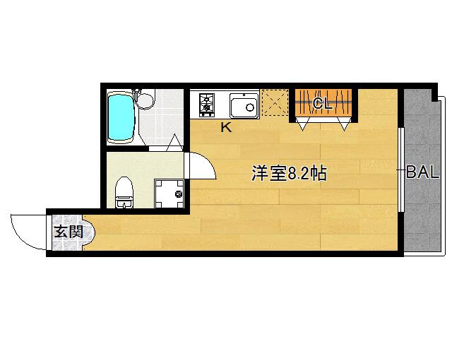 グレース中久世(ワンルーム/3階)の間取り写真