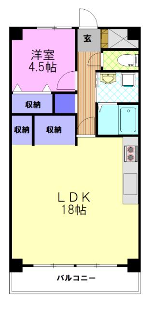 第二元今泉ハイタウン(1LDK/8階)の間取り写真