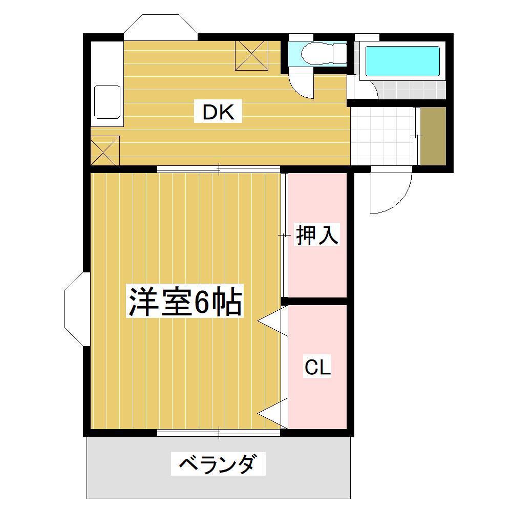 シャトル加茂(1DK/2階)の間取り写真