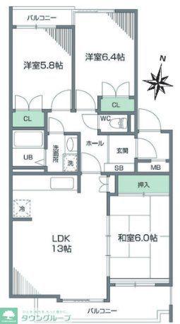 ウィステリア緑ヶ丘(3LDK/3階)の間取り写真