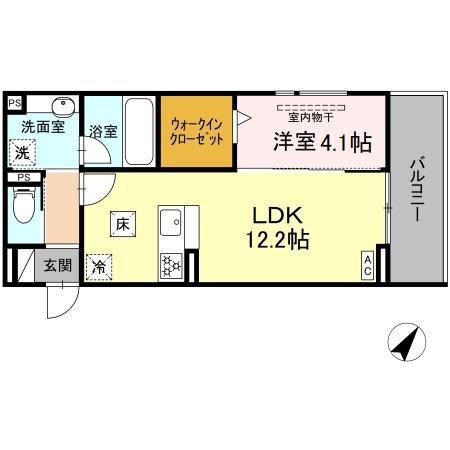 D CREST津島町(1LDK/1階)の間取り写真
