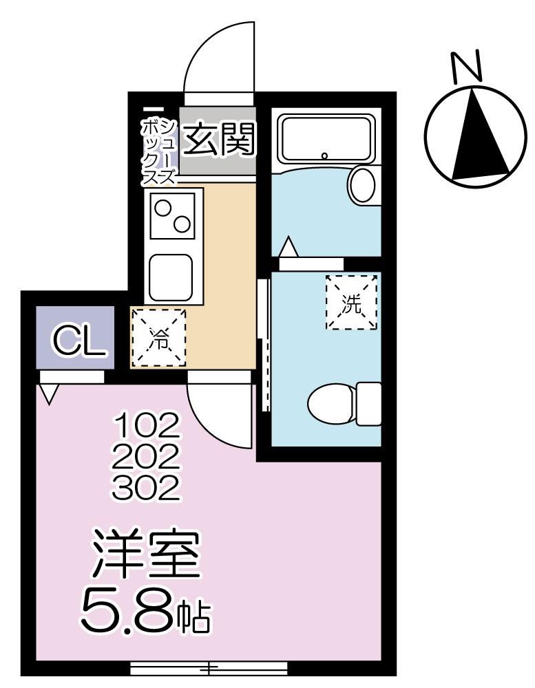 グランシャレー千住旭町(1K/1階)の間取り写真