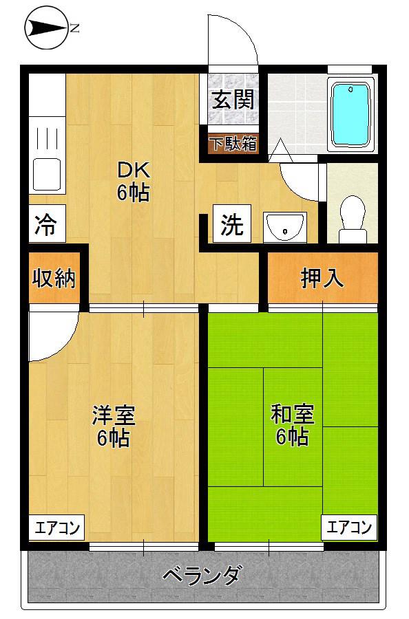 パーシモンハウス(2DK/2階)の間取り写真