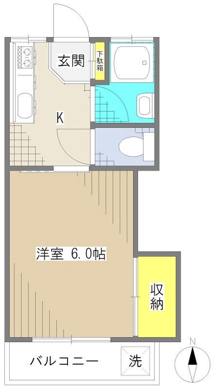 江原パークコーポ(1K/2階)の間取り写真