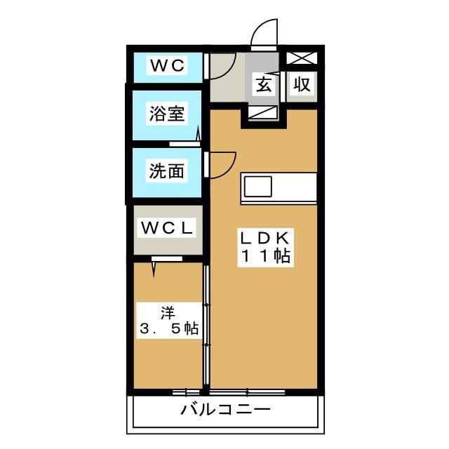 ハルムB(1LDK/3階)の間取り写真