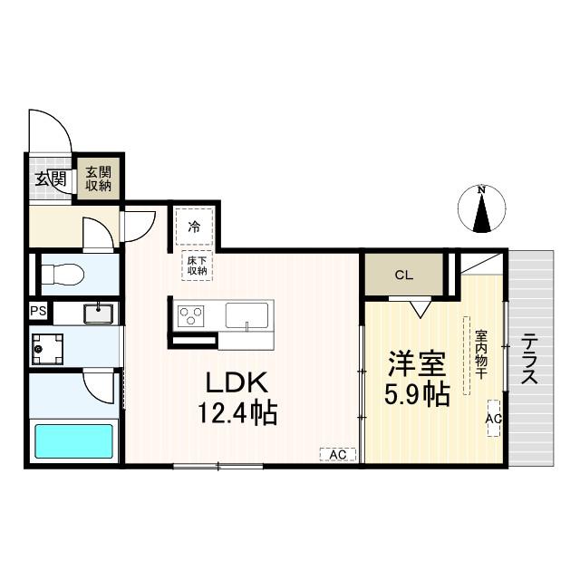 D-PRECIOUS深大寺東町(1LDK/1階)の間取り写真