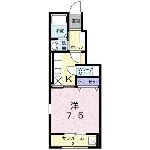 ラ コリーヌ(1K/1階)の間取り写真