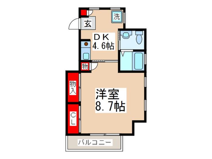 グランリュミエール(1DK/2階)の間取り写真
