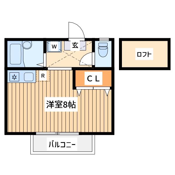 コーポ佳輝(ワンルーム/2階)の間取り写真