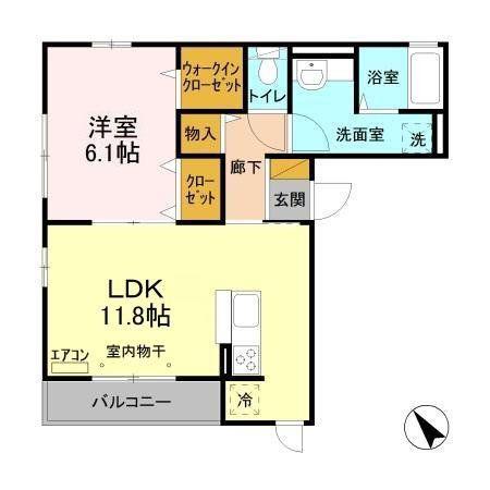 レクエルド広尾(1LDK/2階)の間取り写真