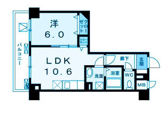 菊水レジデンス綱島I(1LDK/6階)の間取り写真