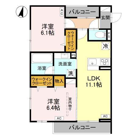 ウエストスクエア(2LDK/2階)の間取り写真